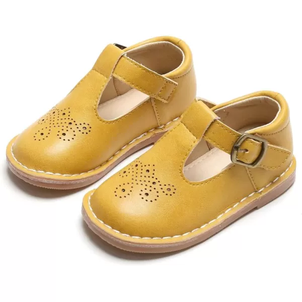 THEE BRON Girls Mary Jane Flats Toddler Kids School Uniform Party Dress ShoesA78yellow