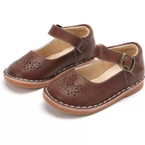 THEE BRON Girls Mary Jane Flats Toddler Kids School Uniform Party Dress ShoesAg219brown