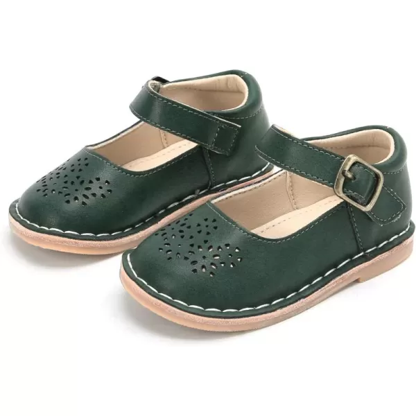 THEE BRON Girls Mary Jane Flats Toddler Kids School Uniform Party Dress ShoesAg219green