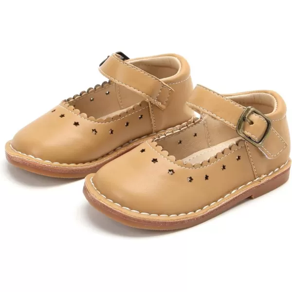 THEE BRON Girls Mary Jane Flats Toddler Kids School Uniform Party Dress ShoesAg223nude