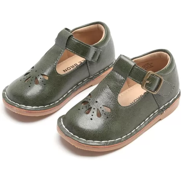 THEE BRON Girls Mary Jane Flats Toddler Kids School Uniform Party Dress ShoesAg230green