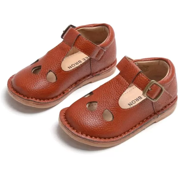 THEE BRON Girls Mary Jane Flats Toddler Kids School Uniform Party Dress ShoesAg232brown