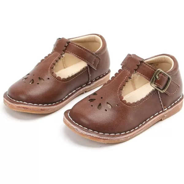 THEE BRON Girls Mary Jane Flats Toddler Kids School Uniform Party Dress ShoesAg284brown