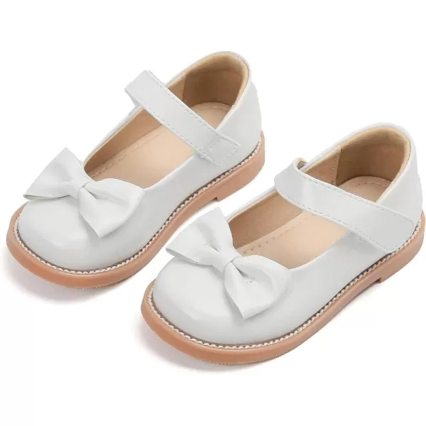 THEE BRON Girls Mary Jane Flats Toddler Kids School Uniform Party Dress ShoesAx302white