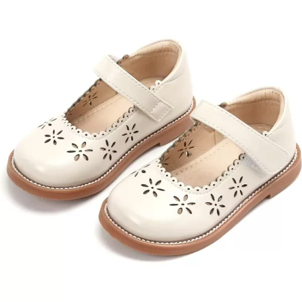 THEE BRON Girls Mary Jane Flats Toddler Kids School Uniform Party Dress ShoesAx306beige