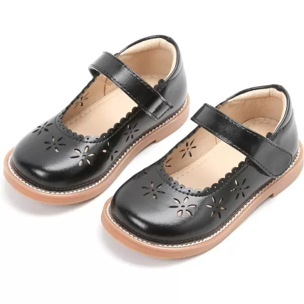 THEE BRON Girls Mary Jane Flats Toddler Kids School Uniform Party Dress ShoesAx306black