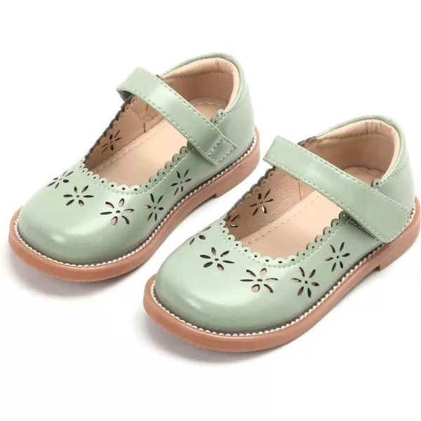 THEE BRON Girls Mary Jane Flats Toddler Kids School Uniform Party Dress ShoesAx306green