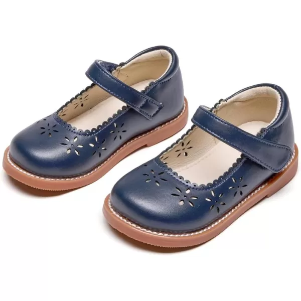 THEE BRON Girls Mary Jane Flats Toddler Kids School Uniform Party Dress ShoesAx306navy Blue