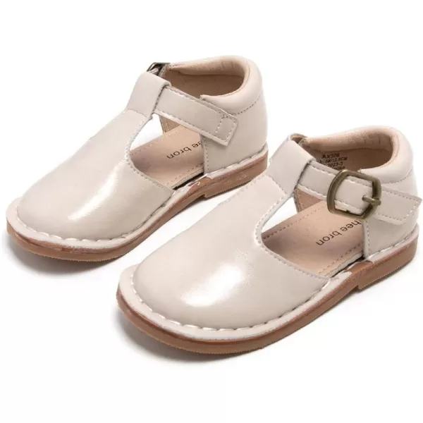 THEE BRON Girls Mary Jane Flats Toddler Kids School Uniform Party Dress ShoesAx308beige