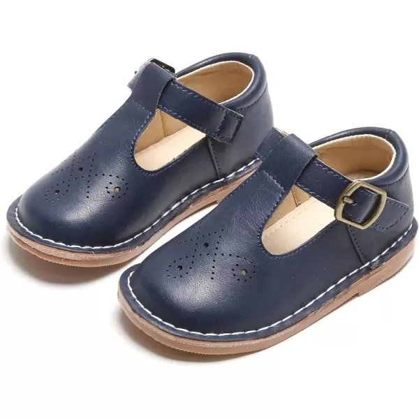 THEE BRON Girls Mary Jane Flats Toddler Kids School Uniform Party Dress ShoesAx316dark Blue