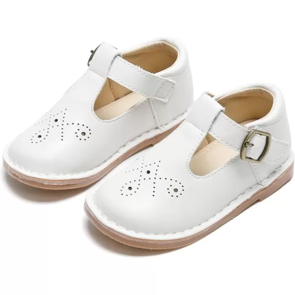 THEE BRON Girls Mary Jane Flats Toddler Kids School Uniform Party Dress ShoesAx316white