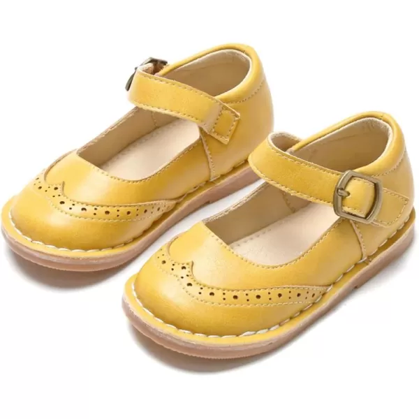 THEE BRON Girls Mary Jane Flats Toddler Kids School Uniform Party Dress ShoesAx318yellow