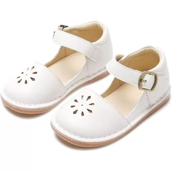 THEE BRON Girls Mary Jane Flats Toddler Kids School Uniform Party Dress ShoesAx320white