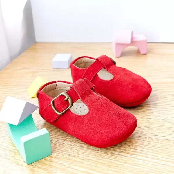 THEE BRON Infant Toddler Baby Soft Sole Leather Shoes for Girls Boys Walking Sneakers8511red