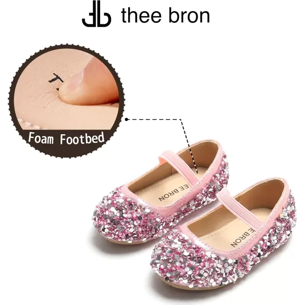 THEE BRON Toddler Girls Shoes Mary Jane Flats for Girls Ballerina Dress ShoesAg210pink