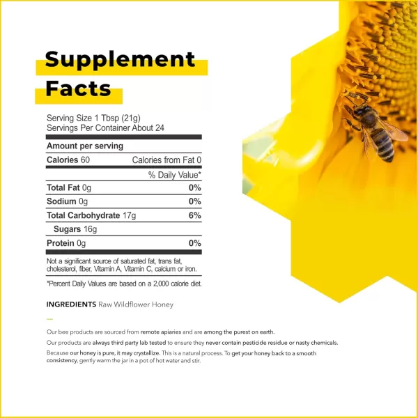 BEEKEEPERS NATURALS Wildflower Honey  Raw Wildcrafted and Unprocessed Rich in Nutrients and Beneficial Enzymes  Notes of Mint ampamp Lavender100 Raw Pure Honey  Paleofriendly GlutenFree 2pack