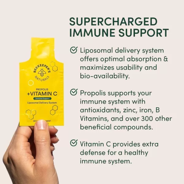 Beekeepers Naturals Immune Support Kit  Propolis Throat Spray  Honey Cough Drops  Vitamin C Liposomal  Effective ampamp Natural Sore Throat Relief3 Piece Set