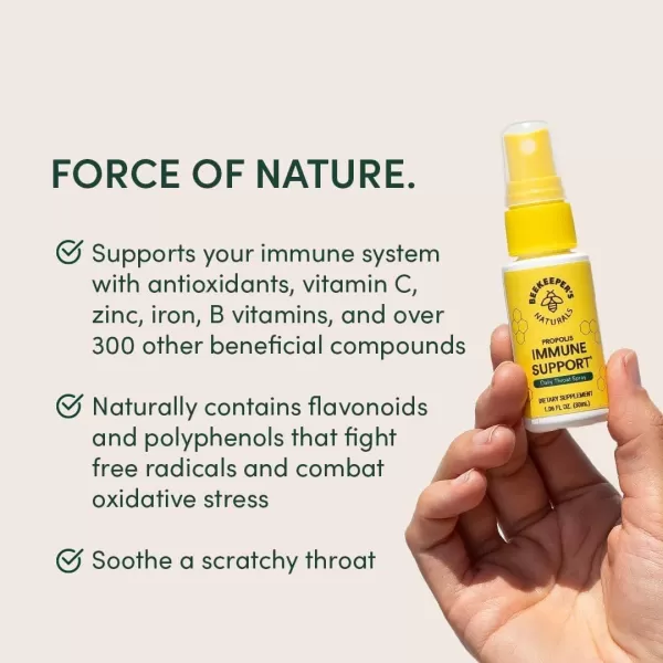 Beekeepers Naturals Immune Support Kit  Propolis Throat Spray  Honey Cough Drops  Vitamin C Liposomal  Effective ampamp Natural Sore Throat Relief3 Piece Set