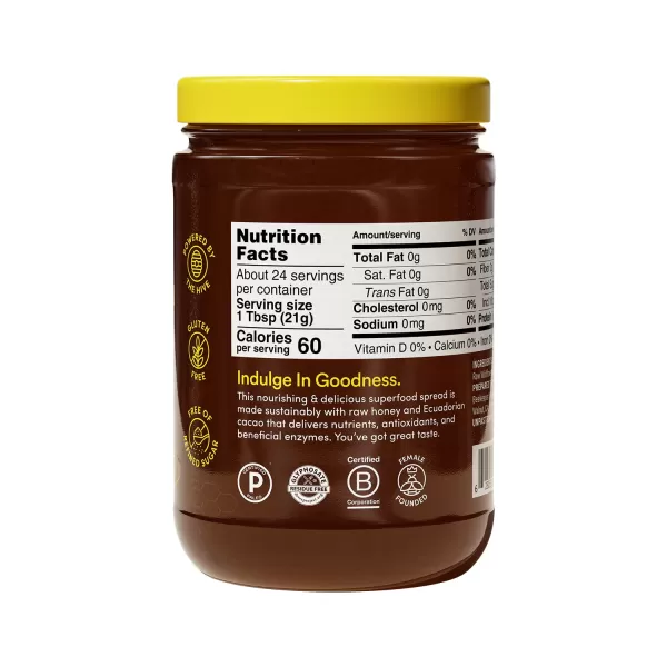 Beekeepers Naturals Superfood Cacao Honey  Organic Raw Ecuadorian Cacao with Antioxidants Iron and Calcium Free of Gluten Dairy ampamp Sugar 11lbs