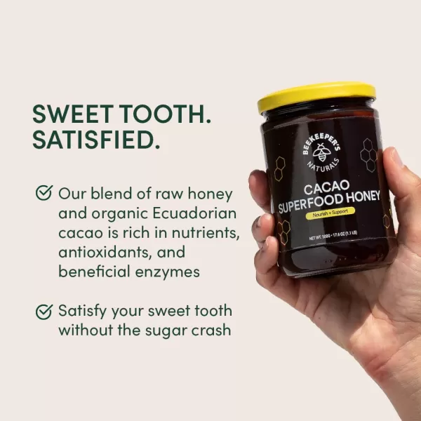 Beekeepers Naturals Superfood Cacao Honey  Organic Raw Ecuadorian Cacao with Antioxidants Iron and Calcium Free of Gluten Dairy ampamp Sugar 11lbs