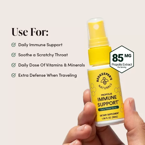 Kids Propolis Throat Spray  Natural Immune Support ampamp Sore Throat Relief  by BEEKEEPERS NATURALS  Has Antioxidants ampamp GlutenFree 106 oz Pack of 1 KidsAdult Propolis 1 Pack