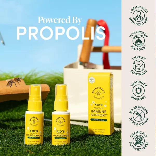 Kids Propolis Throat Spray  Natural Immune Support ampamp Sore Throat Relief  by BEEKEEPERS NATURALS  Has Antioxidants ampamp GlutenFree 106 oz Pack of 1 KidsKids Propolis 1 Pack