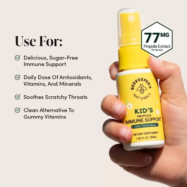 Kids Propolis Throat Spray  Natural Immune Support ampamp Sore Throat Relief  by BEEKEEPERS NATURALS  Has Antioxidants ampamp GlutenFree 106 oz Pack of 1 KidsKids Propolis 1 Pack
