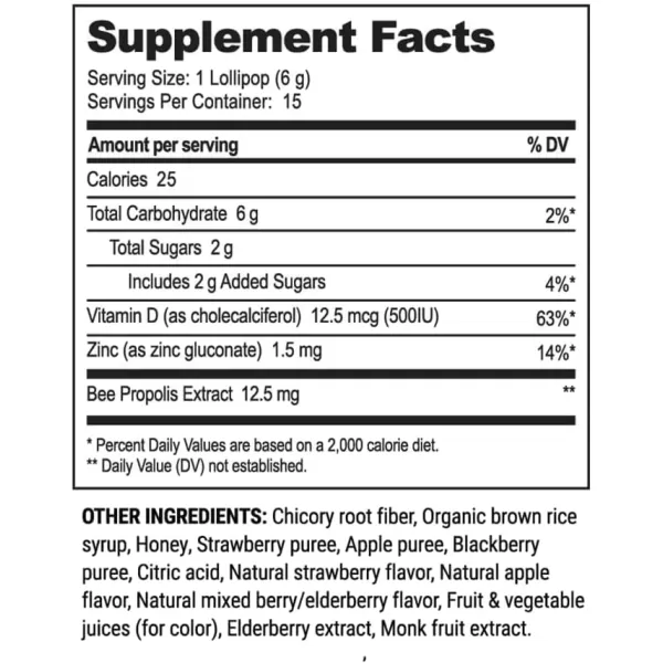 Kids Throat Soothing Lollipops by Beekeepers Naturals  Doctor Formulated Immune Support Vitamin D ampamp Honey Under 2g Sugar Clean Ingredients15 ct3 Flavor Variety Pack
