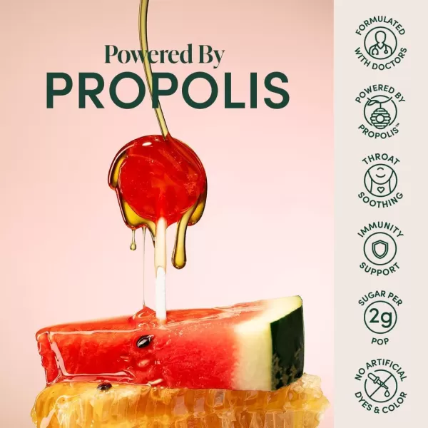 Kids Throat Soothing Lollipops by Beekeepers Naturals  Doctor Formulated Immune Support Vitamin D ampamp Honey Under 2g Sugar Clean Ingredients15 ctWatermelon