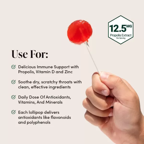 Kids Throat Soothing Lollipops by Beekeepers Naturals  Doctor Formulated Immune Support Vitamin D ampamp Honey Under 2g Sugar Clean Ingredients15 ctWatermelon