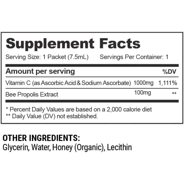 Propolis Liposomal Vitamin C by Beekeepers Naturals 1000mg Vitamin C Propolis ampamp Organic Honey Supercharged Immune Support ampamp Increased Bioavailibity for Max Absorption 12 Ct12 Servings Pack of 1