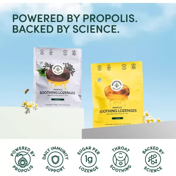 Soothing Honey Cough Drops  Immune Support with Vitamin D Zinc and Propolis  by Beekeepers Naturals  Throat Soothing Lozenges 14 Ct3 Flavors Pack