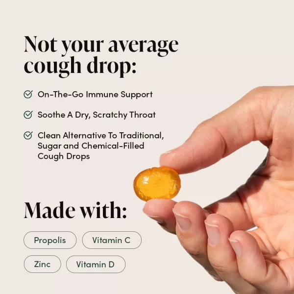 Soothing Honey Cough Drops  Immune Support with Vitamin D Zinc and Propolis  by Beekeepers Naturals  Throat Soothing Lozenges 14 CtCherry Lozenges