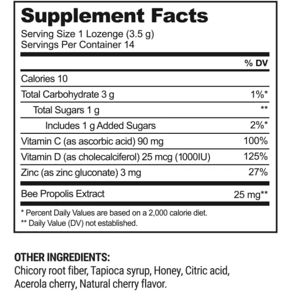 Soothing Honey Cough Drops  Immune Support with Vitamin D Zinc and Propolis  by Beekeepers Naturals  Throat Soothing Lozenges 14 CtCherry Lozenges