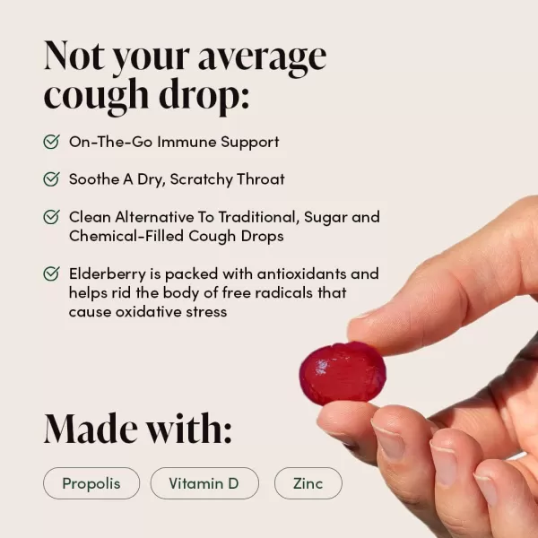Soothing Honey Cough Drops  Immune Support with Vitamin D Zinc and Propolis  by Beekeepers Naturals  Throat Soothing Lozenges 14 CtElderberry Lozenges