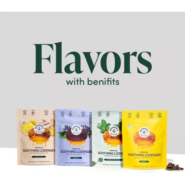 Soothing Honey Cough Drops  Immune Support with Vitamin D Zinc and Propolis  by Beekeepers Naturals  Throat Soothing Lozenges 14 CtGinger Lemon