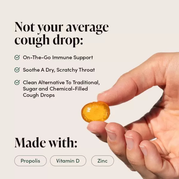 Soothing Honey Cough Drops  Immune Support with Vitamin D Zinc and Propolis  by Beekeepers Naturals  Throat Soothing Lozenges 14 CtHoney Lozenges