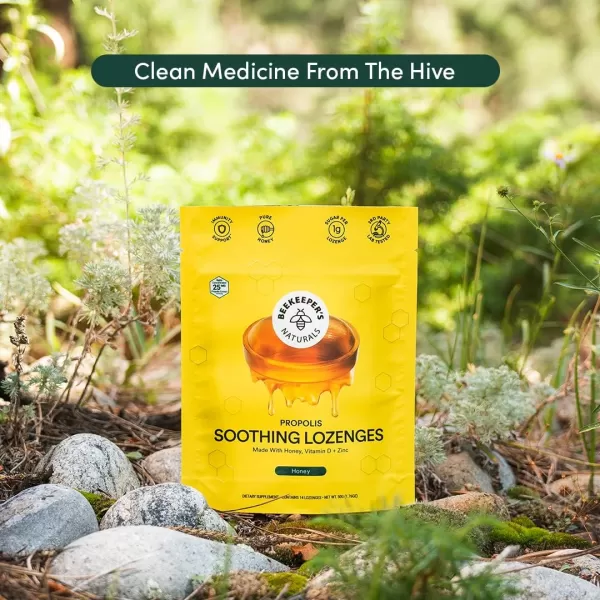 Soothing Honey Cough Drops  Immune Support with Vitamin D Zinc and Propolis  by Beekeepers Naturals  Throat Soothing Lozenges 14 CtHoney Lozenges