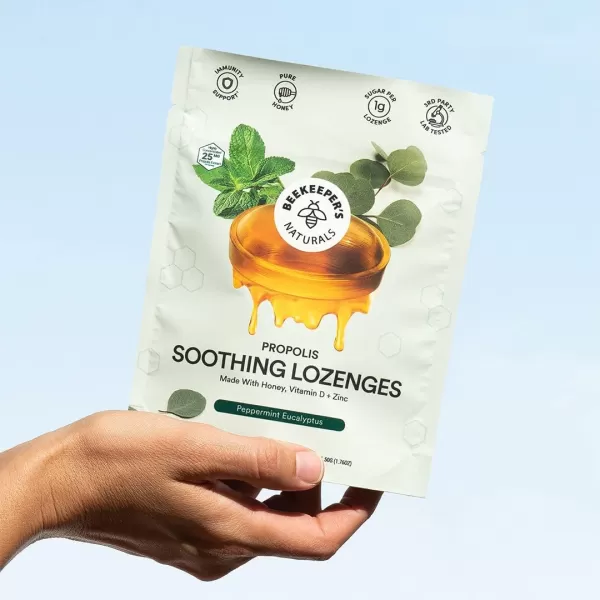 Soothing Honey Cough Drops  Immune Support with Vitamin D Zinc and Propolis  by Beekeepers Naturals  Throat Soothing Lozenges 14 CtMint Eucalpytus