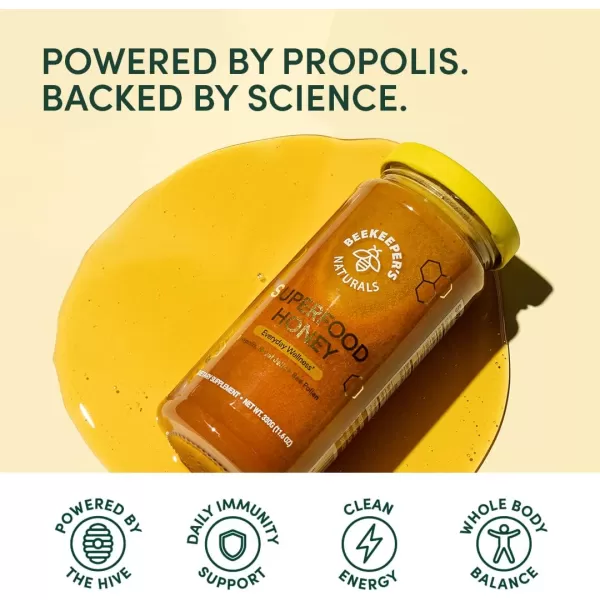 Superfood Honey by Beekeepers Naturals  Bee Pollen Royal Jelly Propolis Honey  Natural Energy Immune Support Mental Clarity Athletic Performance 44 oz116 Ounce Pack of 1