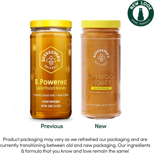 Superfood Honey by Beekeepers Naturals  Bee Pollen Royal Jelly Propolis Honey  Natural Energy Immune Support Mental Clarity Athletic Performance 44 oz116 Ounce Pack of 1