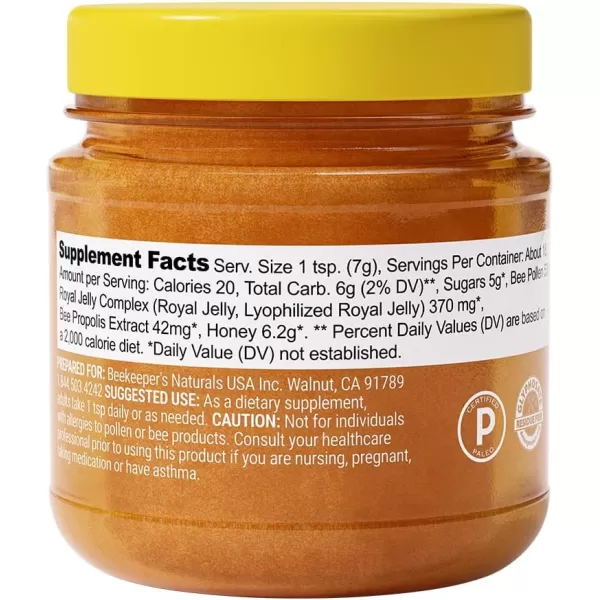 Superfood Honey by Beekeepers Naturals  Bee Pollen Royal Jelly Propolis Honey  Natural Energy Immune Support Mental Clarity Athletic Performance 44 oz440 Ounce Pack of 1