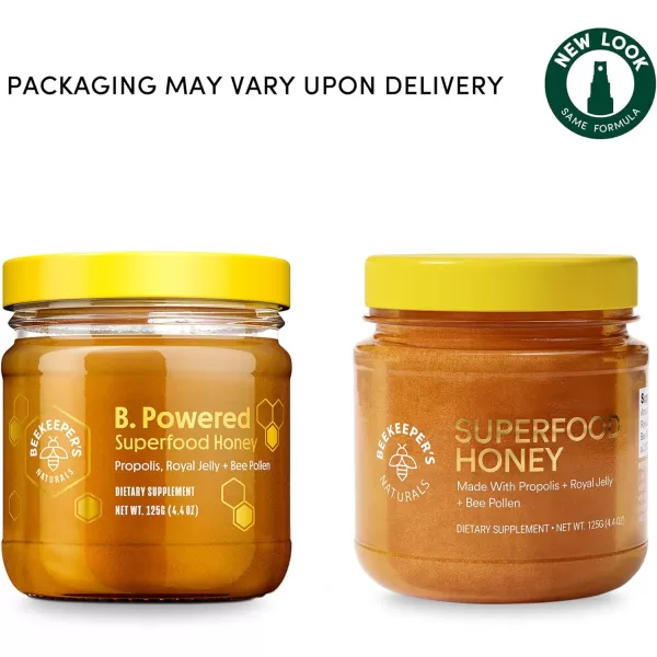 Superfood Honey by Beekeepers Naturals  Bee Pollen Royal Jelly Propolis Honey  Natural Energy Immune Support Mental Clarity Athletic Performance 44 oz440 Ounce Pack of 1