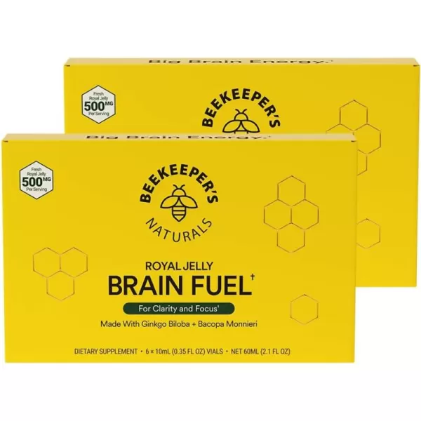 BEEKEEPERS NATURALS BLXR Brain Fuel  Memory Focus and Clarity Liquid Formula Supports Productivity Royal Jelly Ginkgo Biloba Bacopa Monnieri Keto Friendly Gluten ampamp CaffeineFree 6 ct21 Fl Oz Pack of 2