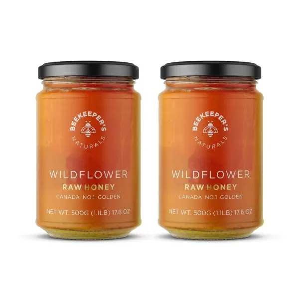 BEEKEEPERS NATURALS Wildflower Honey  Raw Wildcrafted and Unprocessed Rich in Nutrients and Beneficial Enzymes  Notes of Mint ampamp Lavender100 Raw Pure Honey  Paleofriendly GlutenFree 2pack