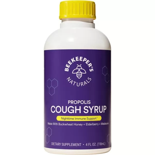 Beekeepers Naturals Propolis Honey Cough Syrup Nighttime for Kids Immune Support with Propolis Elderberry ampamp Raw Honey  Sleep Support with Chamomile ampamp LTheanine  Gluten Free 4 ozAdult PM Cough Syrup