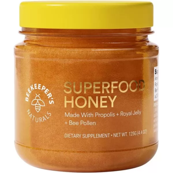 Superfood Honey by Beekeepers Naturals  Bee Pollen Royal Jelly Propolis Honey  Natural Energy Immune Support Mental Clarity Athletic Performance 44 oz440 Ounce Pack of 1