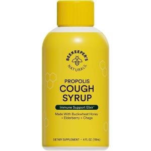 imageBeekeepers Naturals Kids Honey Cough Syrup  Day ampamp Night Value Pack  Immune Support with Elderberry Vitamin C D Propolis ampamp Raw Honey  Soothing Clean Ingredients  Two Pack 2 x 4 fl ozAdult AM Cough Syrup