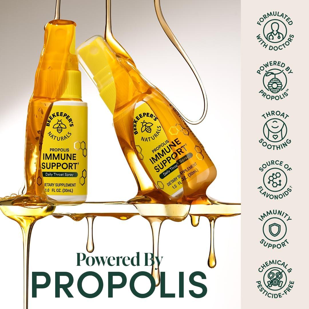 imagePropolis Throat Soother by Beekeepers Naturals  Maximum Throat Relief w Menthol Slippery Elm Bee Propolis Extract  Fastacting ampamp Cooling Comfort 10 ozPack of 1Adult Propolis 1 Pack