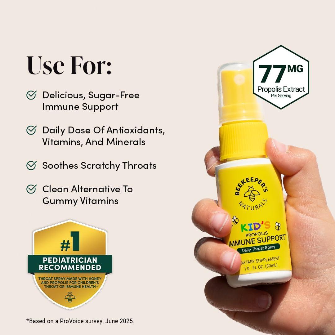 imagePropolis Throat Soother by Beekeepers Naturals  Maximum Throat Relief w Menthol Slippery Elm Bee Propolis Extract  Fastacting ampamp Cooling Comfort 10 ozPack of 1Kids Propolis 2 Packs